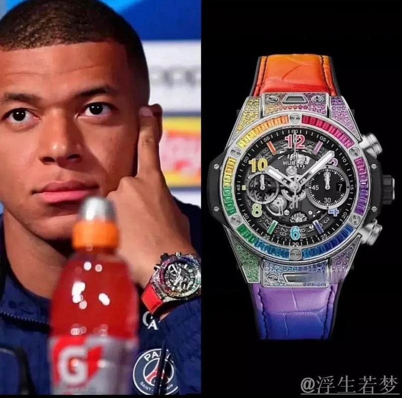 姆巴佩社交媒体展示宇舶表拍摄宣传照：蓝色腕表搭配粉色上衣